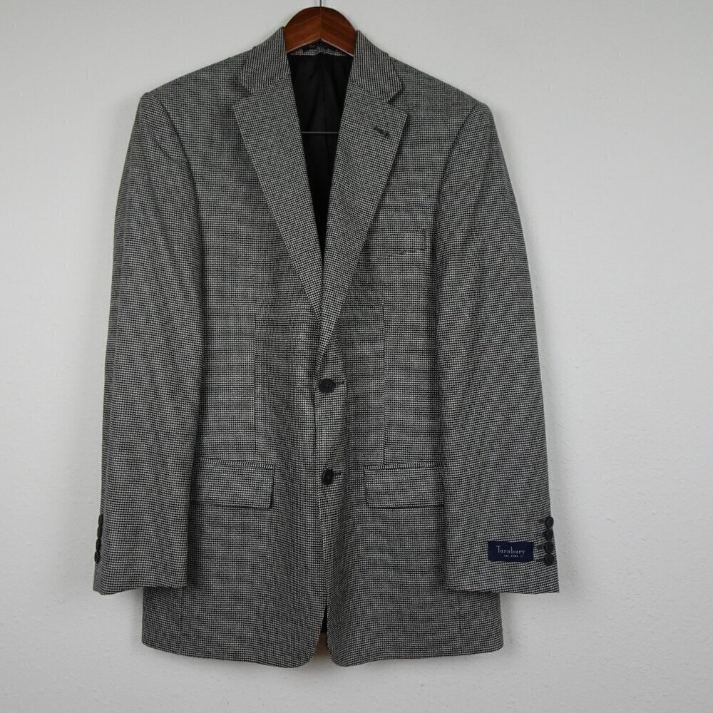 Turnbury Sport Coat 38 R Men's Grey Houndstooth Wool Blend Blazer New